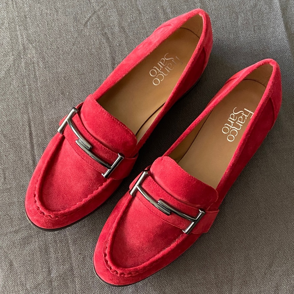Franco Sarto Red Suede Bit Loafers